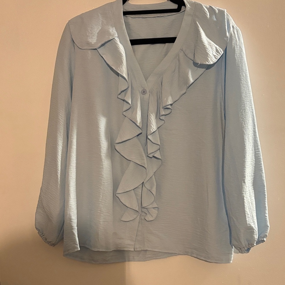 NWOT Light Blue Ruffled Women's Top
